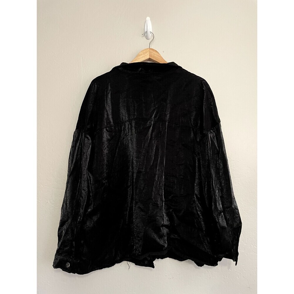 Shein Curve Womans Sheen Jacket Size 4XL Button Up Gothcore Grunge Classic - Picture 9 of 13
